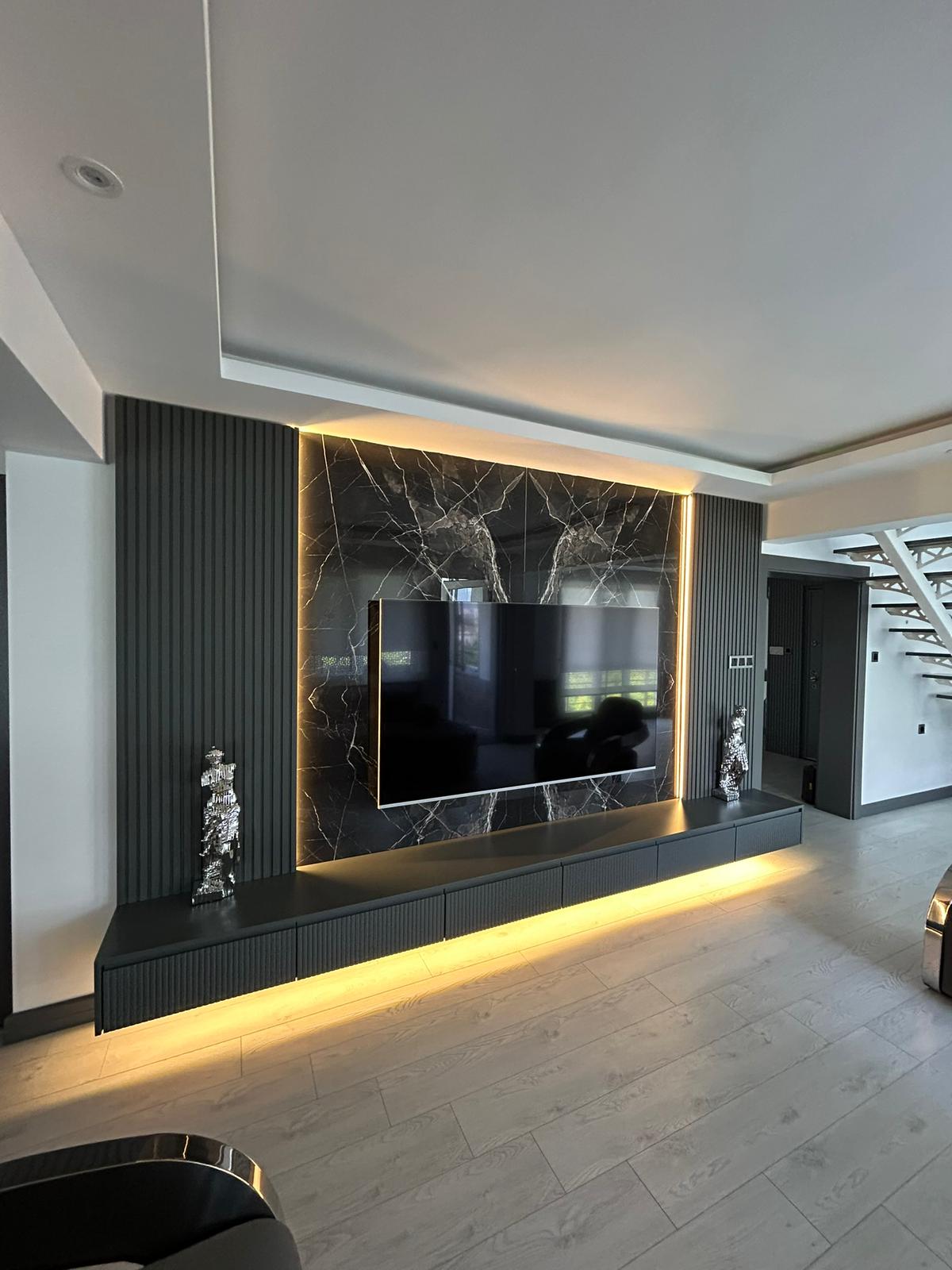 TV Ünitesi - Mermer & LED